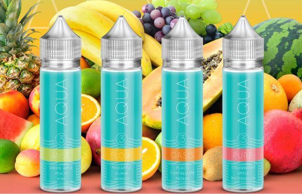 AQUA e-liquid line from Marina Vape has been re-stocked for your vaping pleasure. Available in 60ml bottles at 0, 3, 6 nic 30PG/70VG