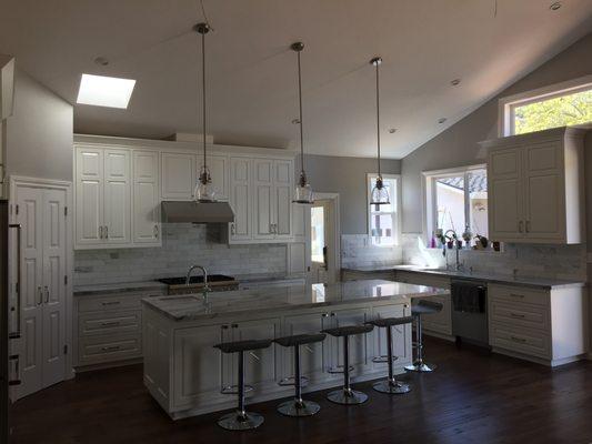 Marble tiles in backsplash from Carmel Stone