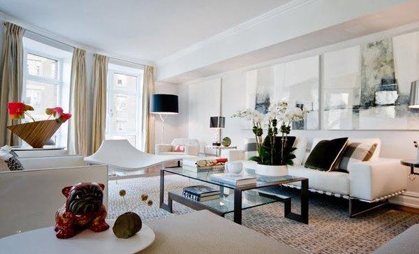 White Living Room - Transitional Interior design by Inson Dubois Wood