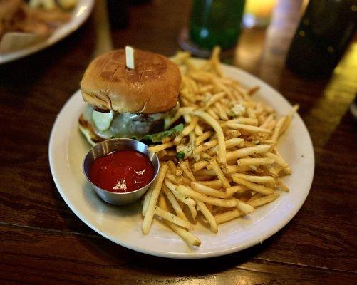 Burger and fries