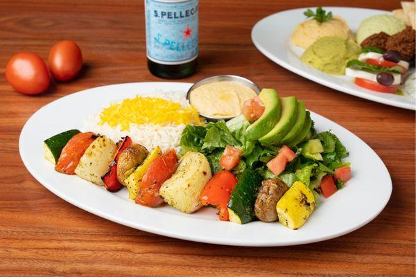 Entree: Vegetable Kabob grilled to order with choice of two sides.