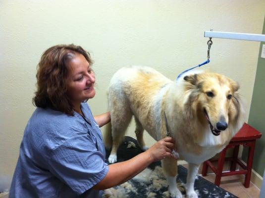 Taber is wonderful for her grooming with Andrea