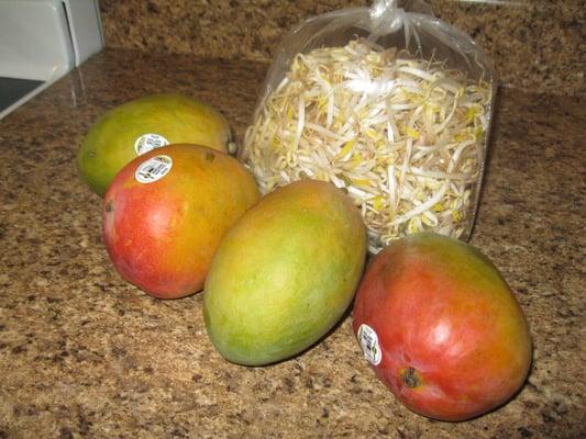 mango $2 each, bean sprouts less that $2 a bag