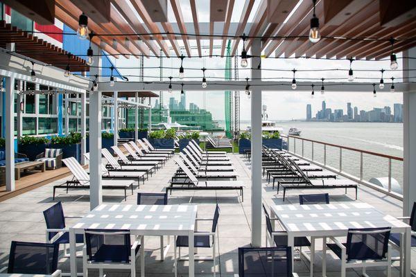 Newly renovated sundeck at Chelsea Piers Fitness.