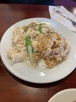 Moo Goo Gai Pan with fried rice!