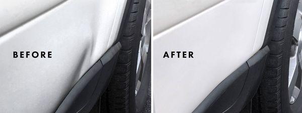 Before and After image of a dent removed.