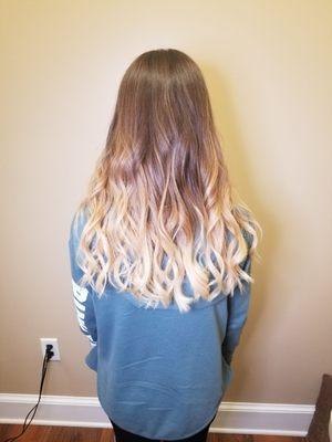 Formal hair doesnt have to look stiff! Loose waves leave room for movement on this gorgeous balayage guest. Formal occasion styling.