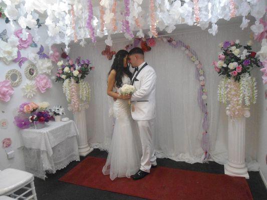 Picture taken inside the wedding chapel