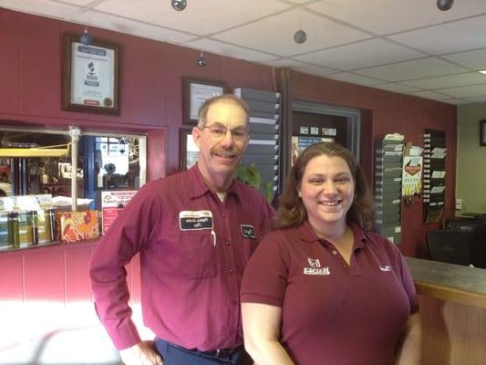 Father and Daughter at the front counter. Wayne and Trish.