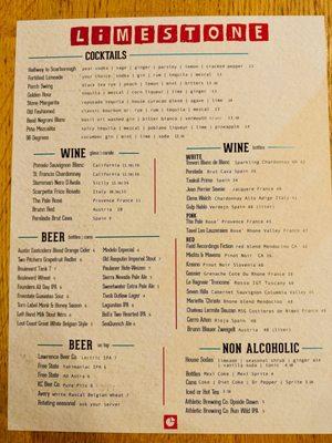 drink menu (as of 08/2024)