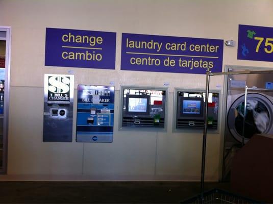 The machines takes laundry cards, so you don't have to carry clinking change in your pockets! I like that!