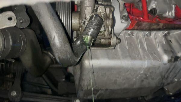 Damaged power steering line from improperly moving the vehicle around