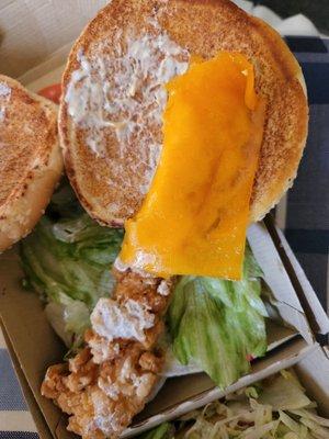 One pathetic cheddar chicken sandwich