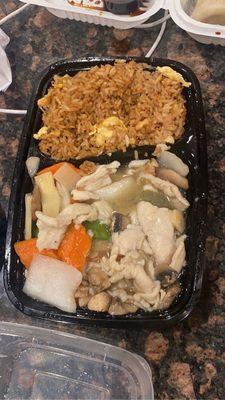 Moo goo gai pan that the restaurant messed up (I ordered genera tso's). Soggy chicken, flavorless sauce, made me feel sick after 2 bites.