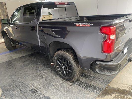 Automotive ceramic window tinting for this beautiful 2023 Chevy Silverado trail boss truck.