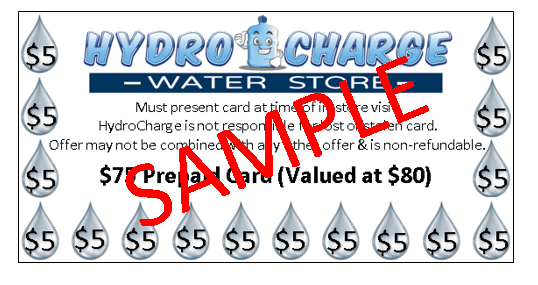 ALKALINE to go Prepaid Card. $75.00 valued at $80.00 get 5 gallon FREE. Faster checkout; Easy & Convenient; and Never Expires.