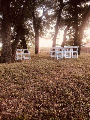 Outdoor ceremony space during golden hour