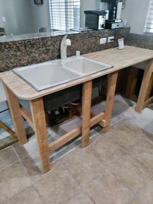 This customer in Folsom had her countertops removed and needed a temporary sink.