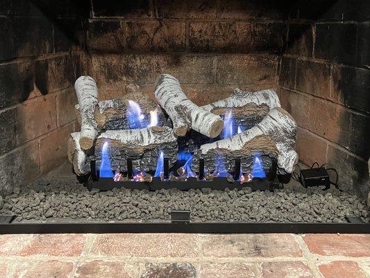 Ventless gas fire logs installed by Chimney Cricket