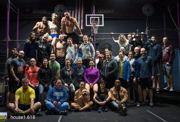 A group of members after completing a CrossFit Open workout.