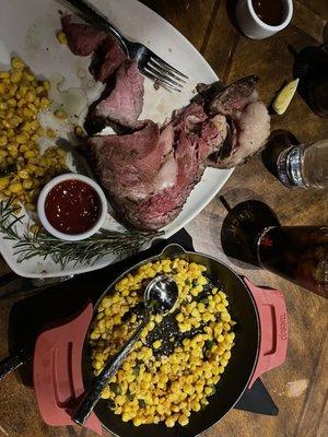 Prime Rib and Roasted corn is the bomb! Wife had ribeye 18oz ! Cooked perfectly!