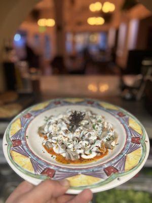 Manti ( Special of the day was Traditional Turkish Beef Dumplings with Tomato and Garlic Yogurt and melted chili butter)