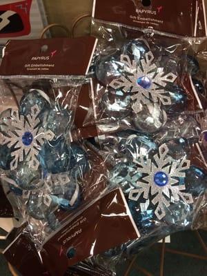 Perfect "frozen" looking gift toppers/goodie bags/ornaments!! $6.95 each but on sale 1/5/15 half price!! Nice and glittery!!