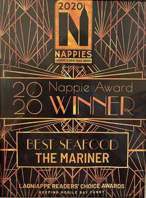 202 Nappie Award for Best Seafood Restaurant!