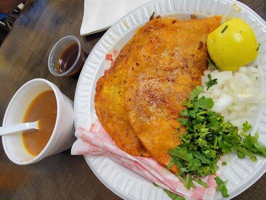 Tacos de Birria with Consome no cheese