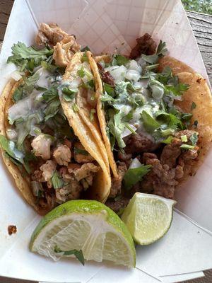 Asada and Pollo tacos.