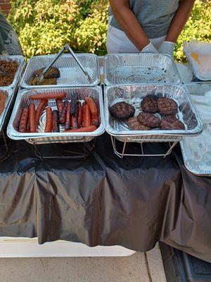 Hamburger hotdogs and veggie patties