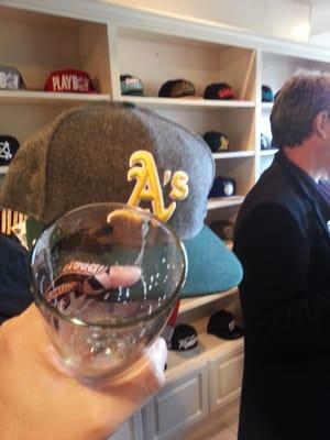 Hat store on the beer walk.  We loved this place, so we hung around a while - so much so, I bought a hat. Go A's!