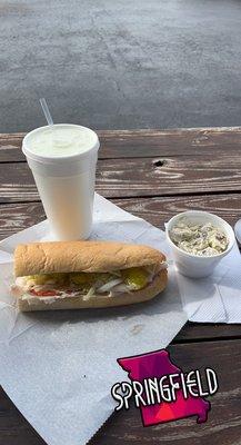 The Skinny Pilot sub and potato  salad