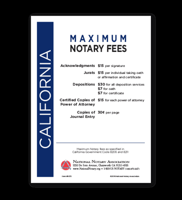 Notary Fees are set by the State of California