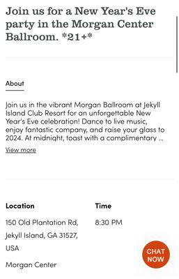 Morgan Center -- NYE 2024 $74pp