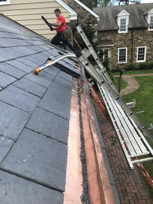 Natural slate Pole copper gutter