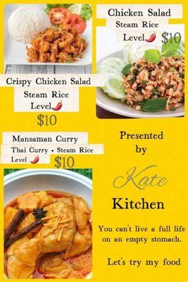 Screenshot of Kate Kitchen's menu from Hội Chợ Đêm Jacksonville's FB page.