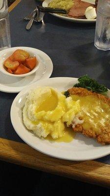 Chicken fried steak with roasted apples