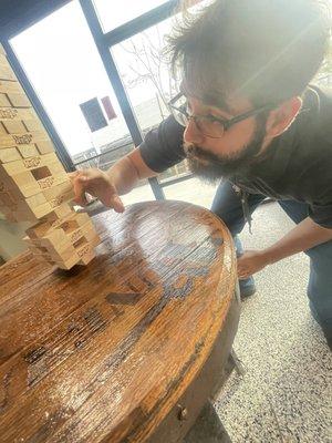 While waiting for our appointment we were given beer and the options of entertainment shuffle board connect 4 chess and jenga