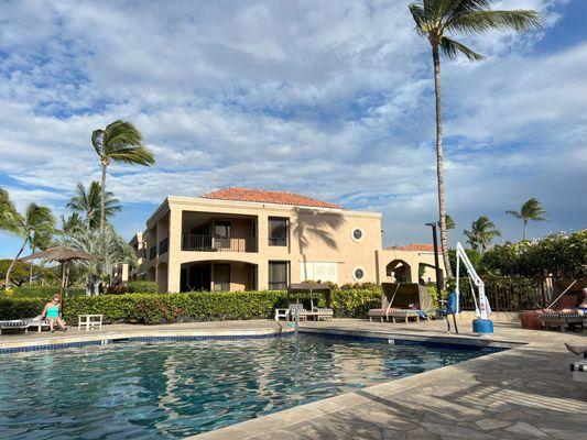 Main pool is quiet with bar and grill service