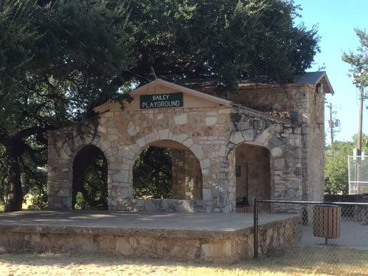 Restrooms and covered picnic table