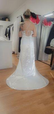 A wedding dress made by Mari's Alterations!