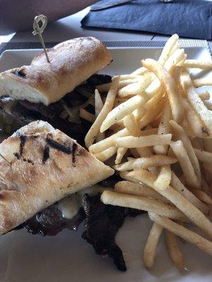 Rib Eye Steak Sandwich with fries