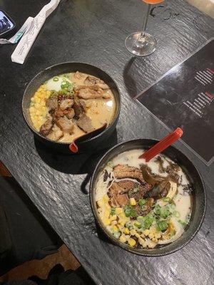 Spicy miso and tonkotsu