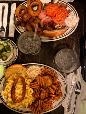 East Sider Burger Mac 'N Cheese Waffle Fries Onion Rings