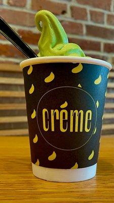 Cup of Match Soft Serve. Matcha. $5 + tax + tip  Green with envy? Ice cream!