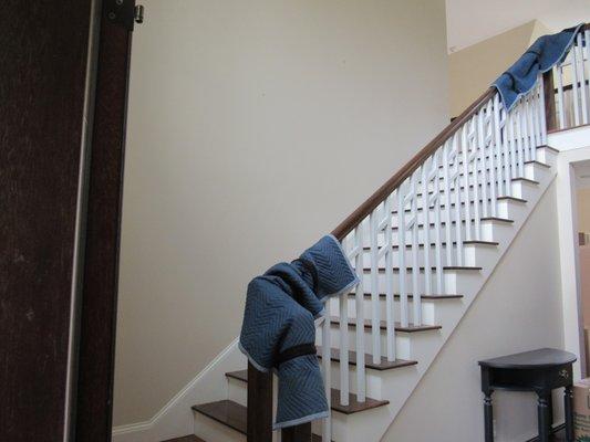 well-protected stair railing