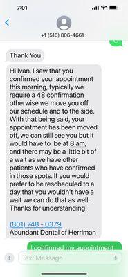 Appointment confirmation