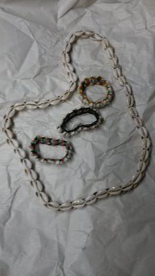 Cowrie Shell Necklace and Braclets