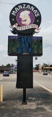 Street sign, viewed from the South